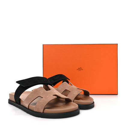 Hermes Suede Goatskin Womens Chypre Sandals 39.5 Rose Perle Black 9 of 9