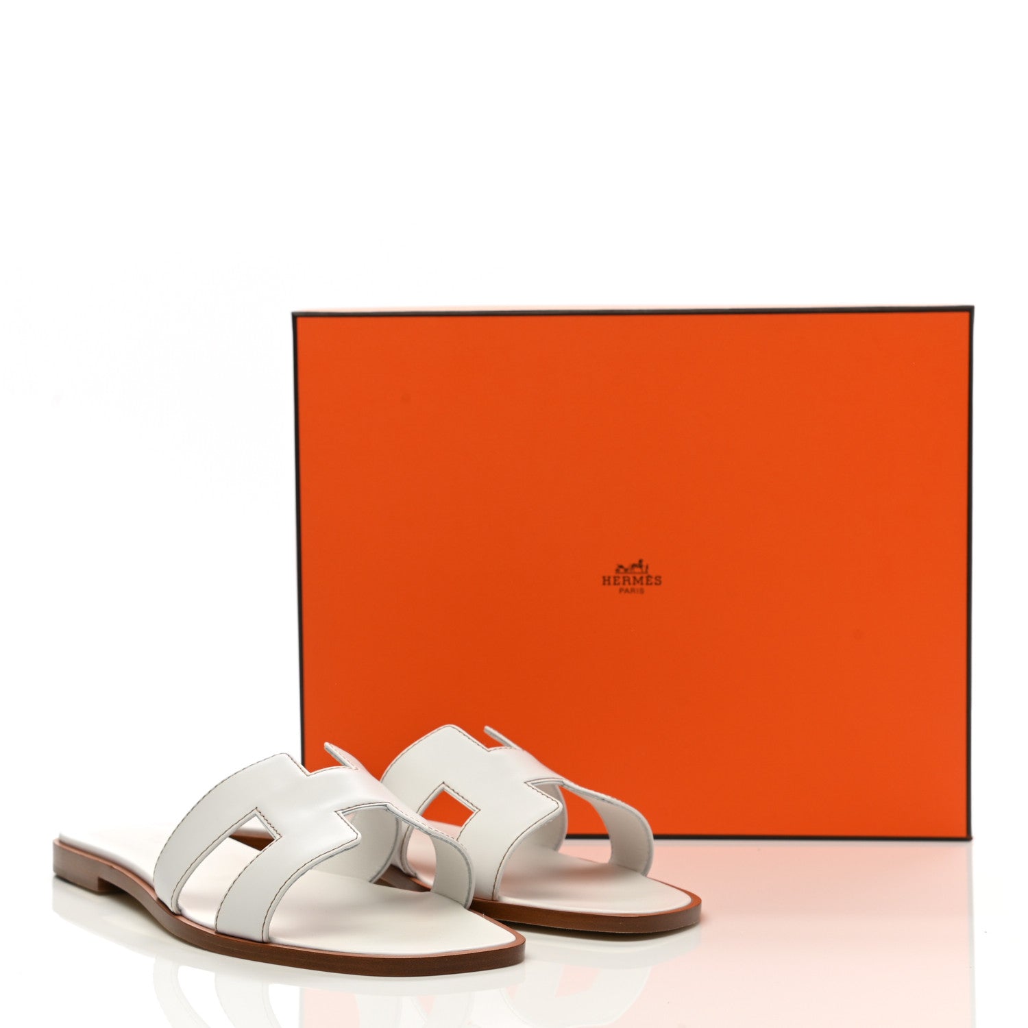 Hermes Box Calfskin Oran Sandals 39.5 White 9 of 9