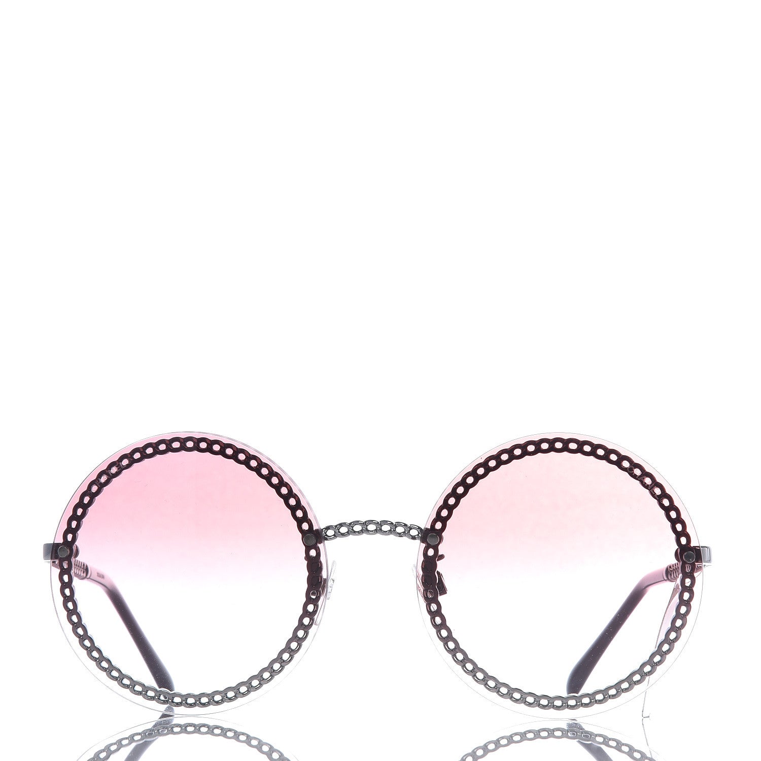 Chanel Round Removable Triple Hanging Chain Sunglasses 4245 Pink Silver 3 of 9