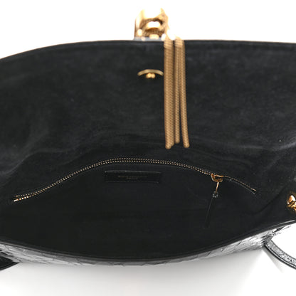 Saint Laurent Crocodile Embossed Patent Leather Monogram Tassel Kate 99 Black 5 of 10