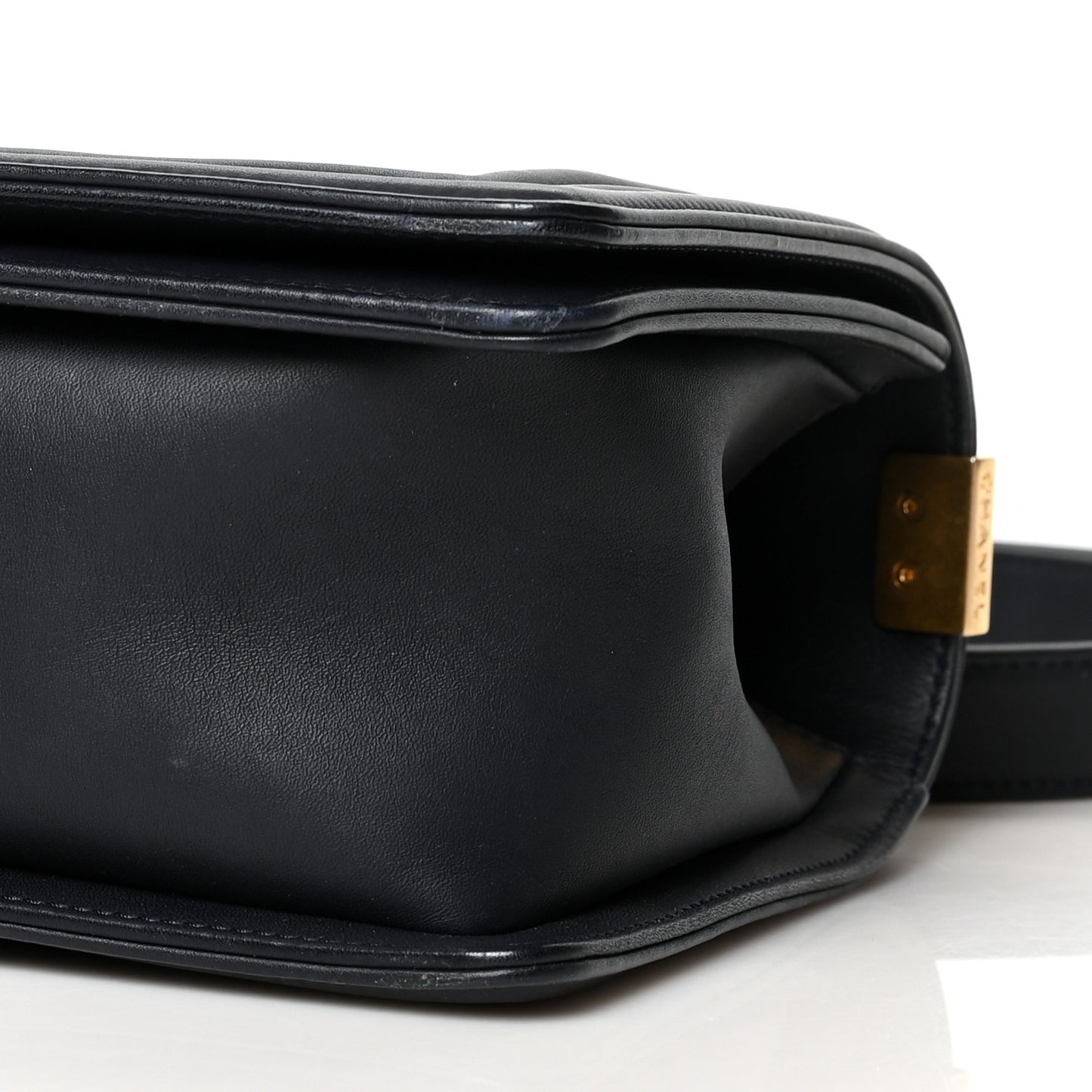 Caviar Suede Calfskin Chevron Medium Boy Flap Navy