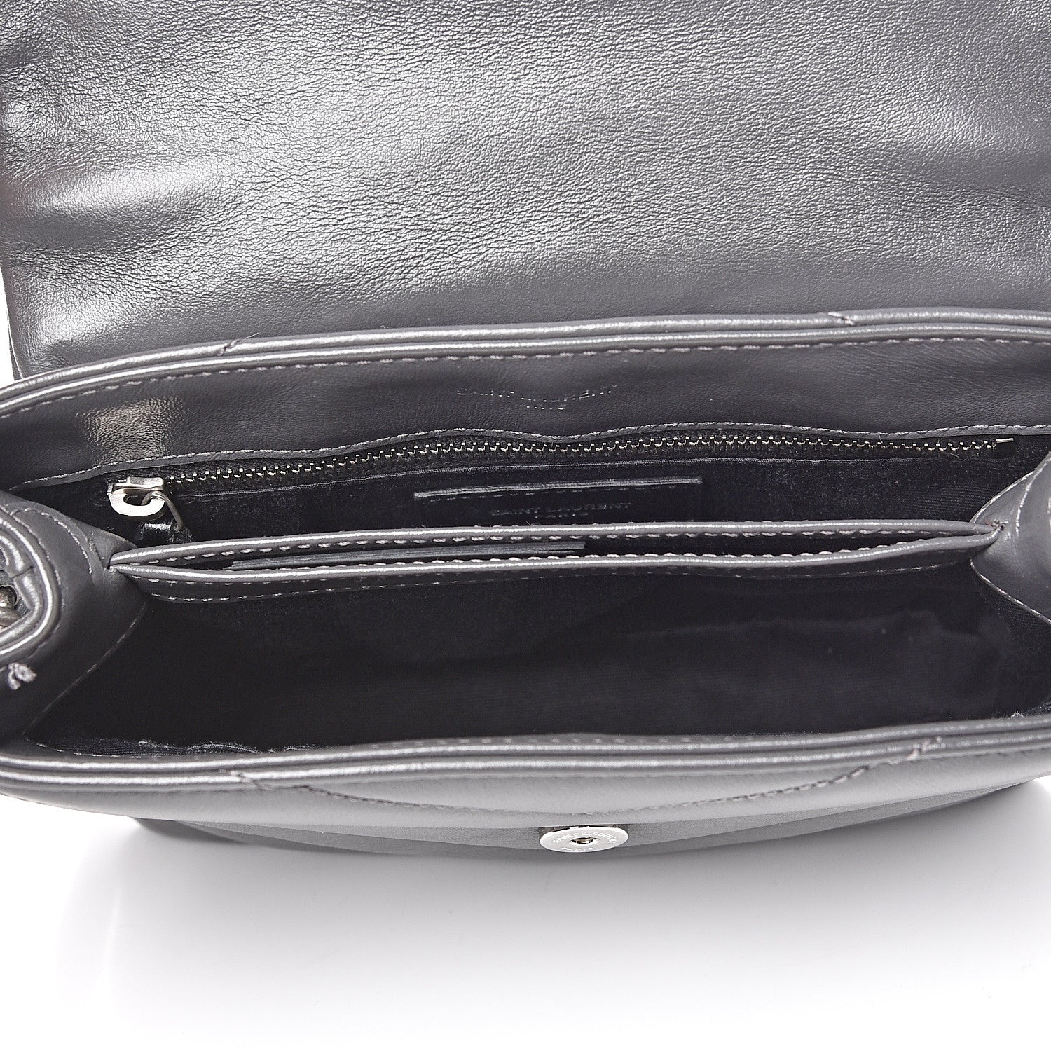 Saint Laurent Calfskin Y Quilted Monogram Toy Loulou Crossbody Bag Storm 4 of 9