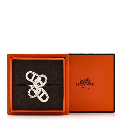 Hermes Sterling Silver Chaine d'Ancre Alea II Multi Link Ring 56 7.5 5 of 5