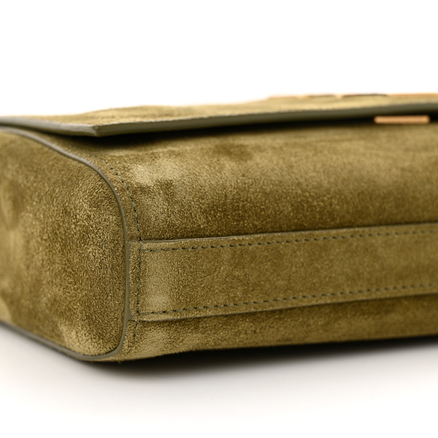 Saint Laurent Smooth Calfskin Suede Small Reversible Monogram Kate Satchel Loden Green 6 of 10