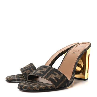 Fendi Fabric Jacquard FF Delfina Sandals 41 Tobacco Moro 6 of 13