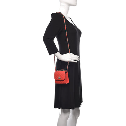 Chanel Lambskin Chevron Quilted Mini Trendy CC Chain Wallet Red 2 of 9