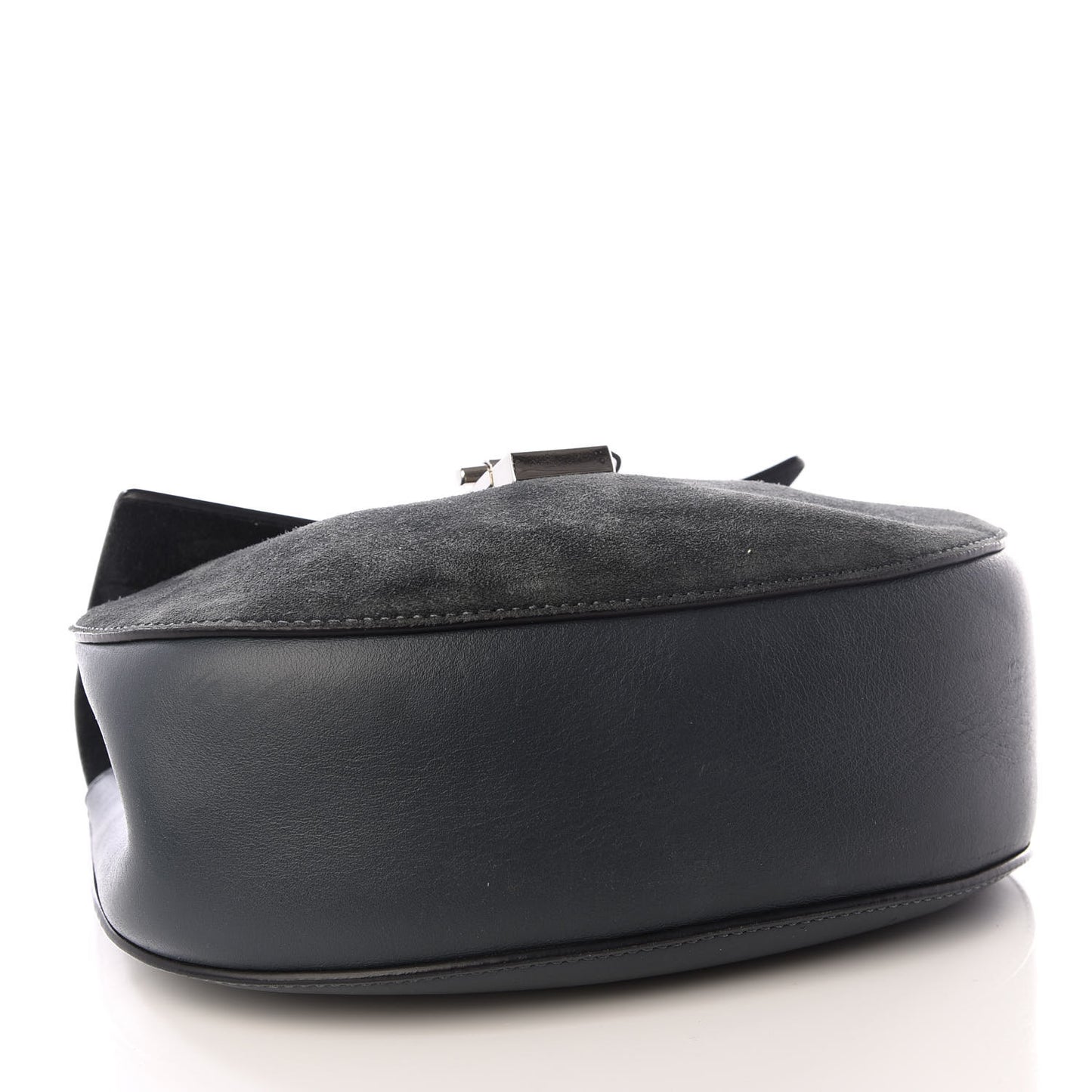 Suede Smooth Calfskin Drew Shoulder Bag Silver Blue
