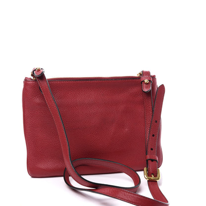 Prada Vitello Daino Double Zip Crossbody Bag Rosso 2 of 11
