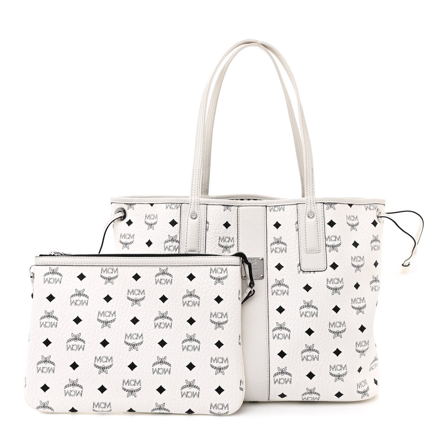 MCM Visetos Medium Liz Reversible Shopper Tote White 5 of 22