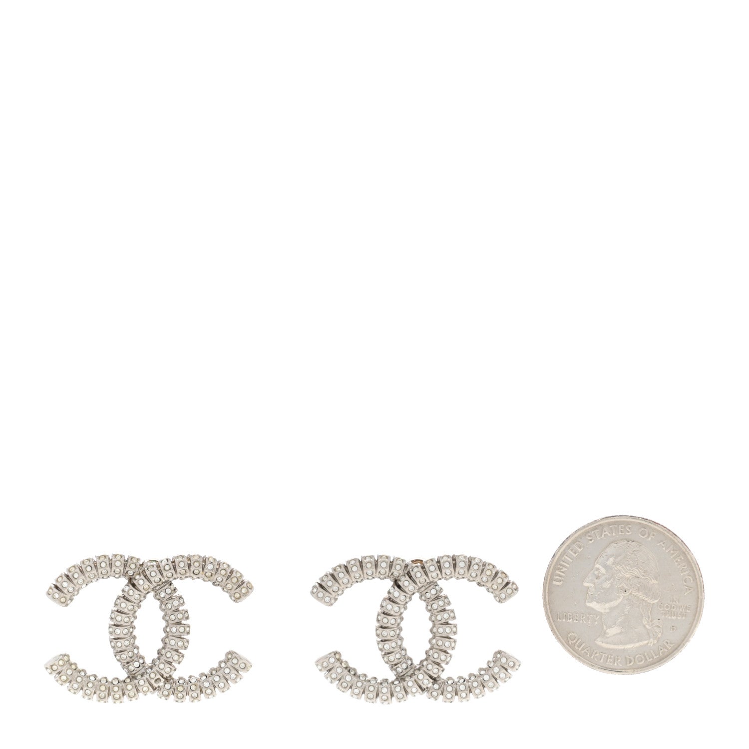 Chanel Crystal Large CC Earrings Silver 2 of 5