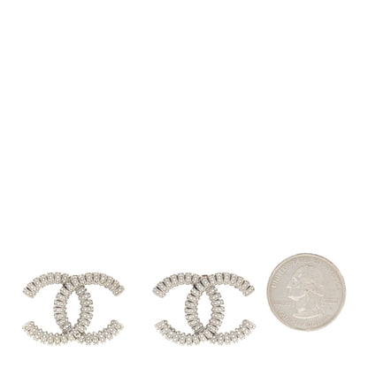 Chanel Crystal Large CC Earrings Silver 2 of 5