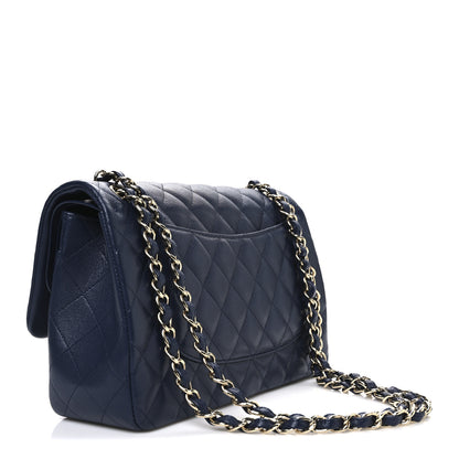 Chanel Caviar Quilted Jumbo Double Flap Navy Blue 3 of 10