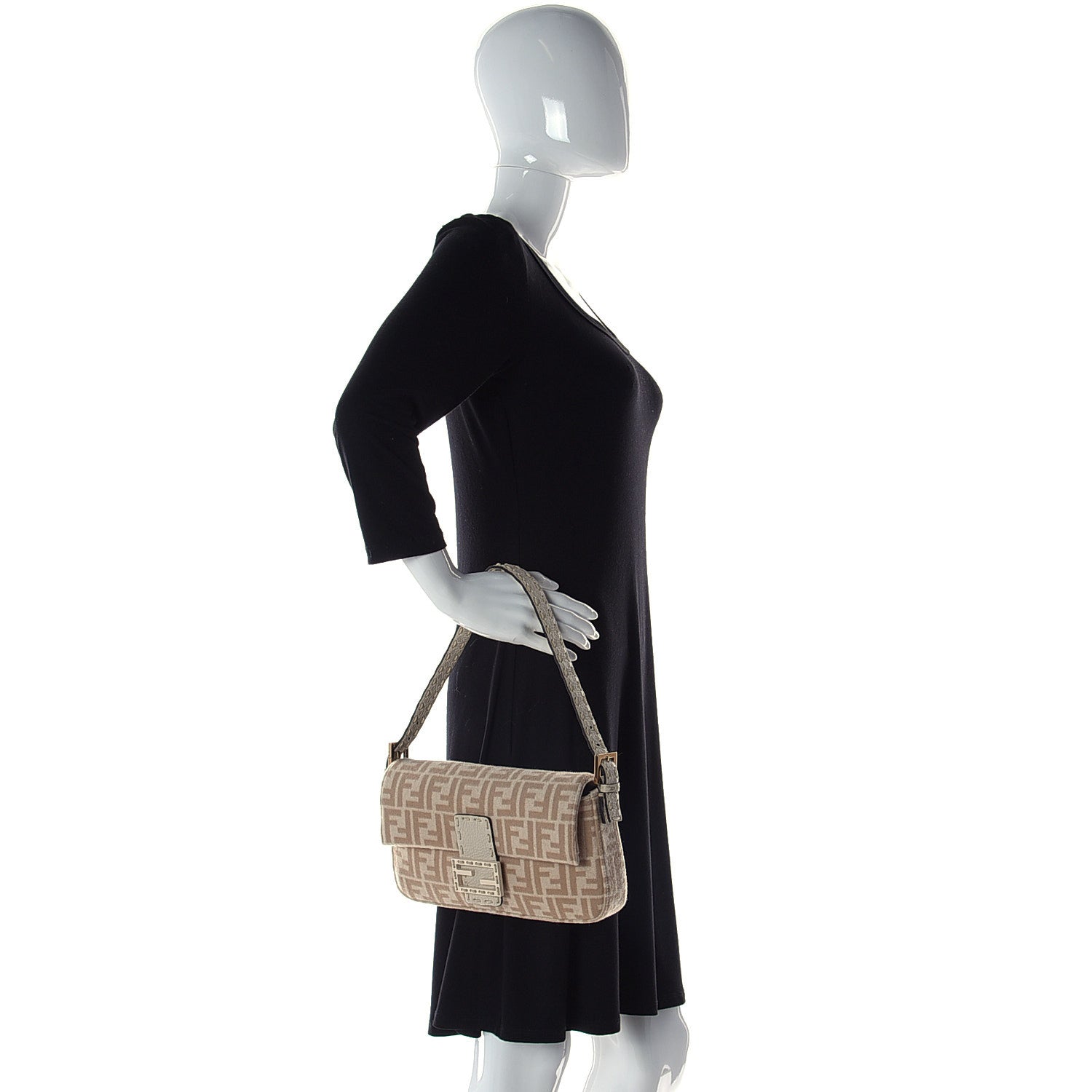Fendi Wool Cuoio Romano Selleria FF 1974 Baguette 1997 Beige Cammello Camelia 2 of 14