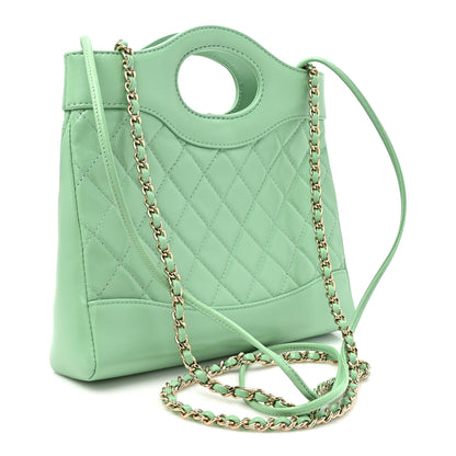 Chanel Shiny Lambskin Quilted Mini 31 Shopping Bag Light Green 3 of 11