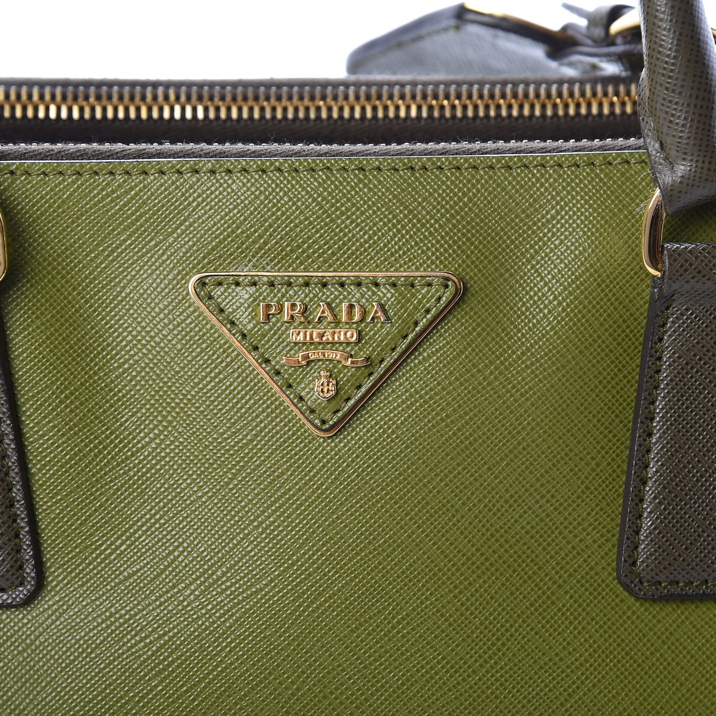 Saffiano Lux Colorblock Medium Galleria Double Zip Tote Edera Militare