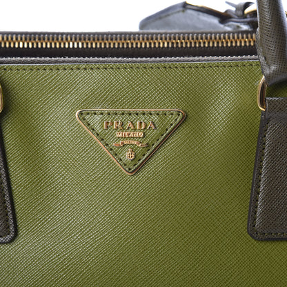 Prada Saffiano Lux Colorblock Medium Galleria Double Zip Tote Edera Militare 10 of 10