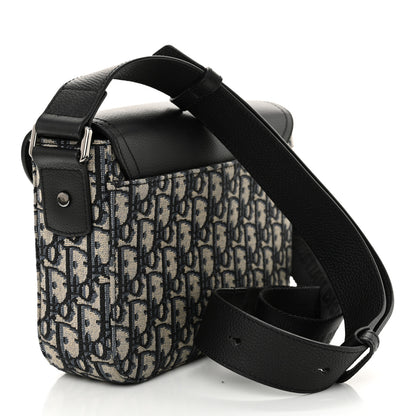 Christian Dior Oblique Jacquard Grained Calfskin Small Saddle Messenger Bag Beige Black 3 of 11