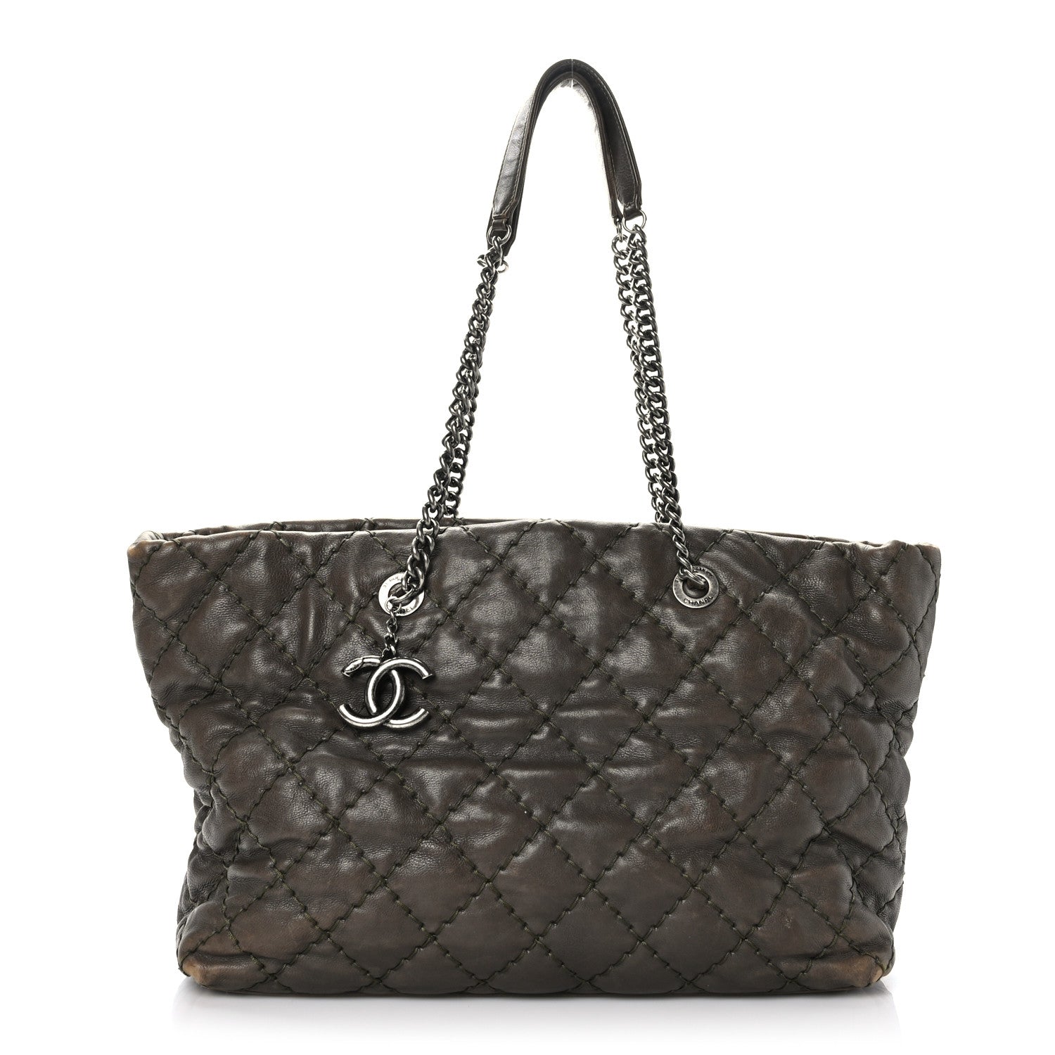 Chanel Calfskin Ultimate Stitch Shopping Tote Khaki 1 of 13