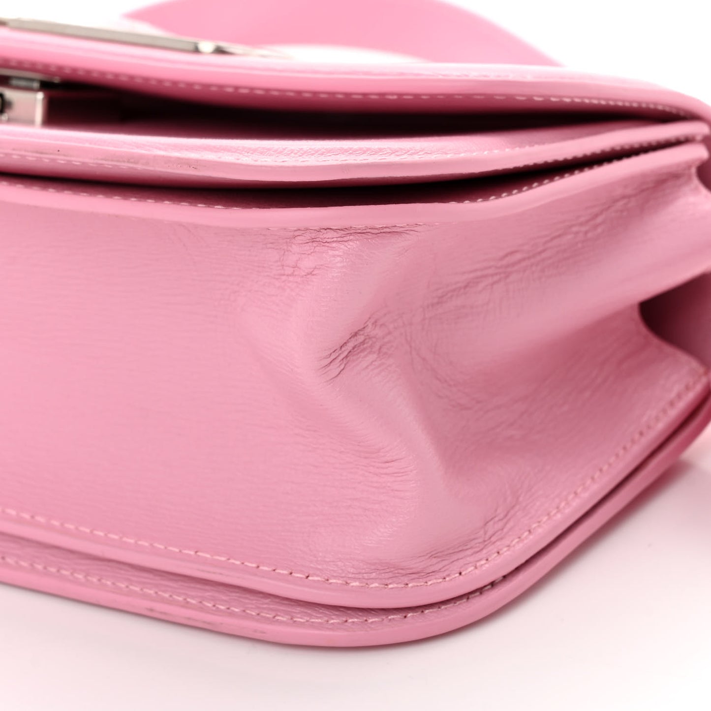 Calfskin Stripe Embossed Small Gossip Bag Candy Pink