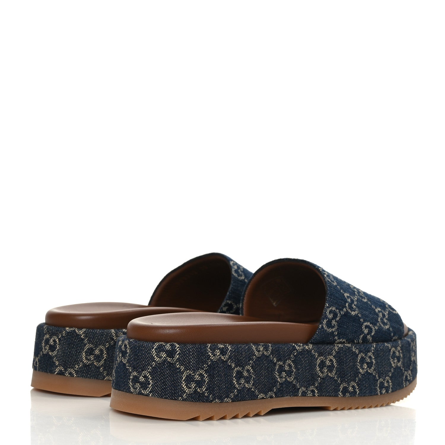 Gucci New Denim GG Monogram Angelina Platform 55mm Slide Sandals 39 Blue Tea 4 of 8