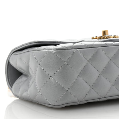 Chanel Metallic Lambskin Quilted Mini Strass On Top Flap Silvery 9 of 10