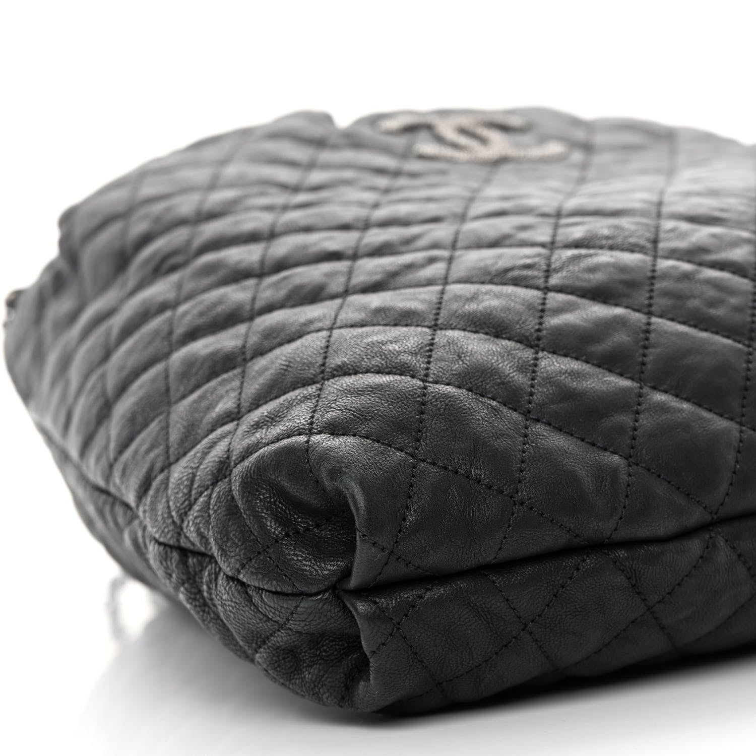Chanel Distressed Glazed Caviar Quilted Large Elastic Tote Black 9 of 10