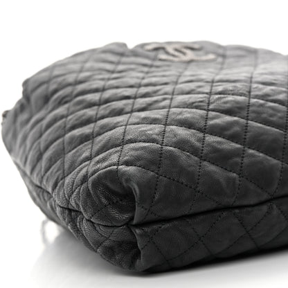 Chanel Distressed Glazed Caviar Quilted Large Elastic Tote Black 9 of 10