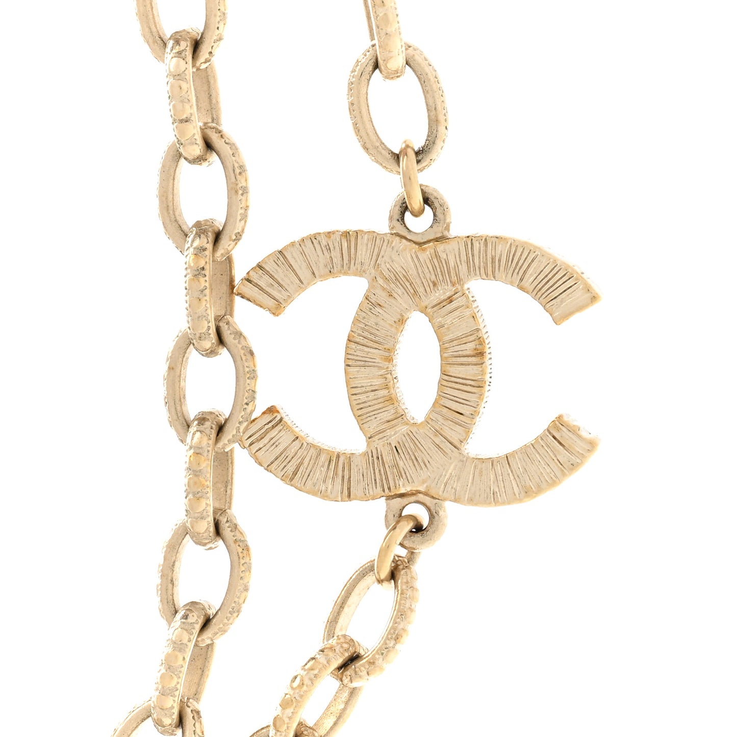 Beaded Pearl CC Necklace Gold Multicolor
