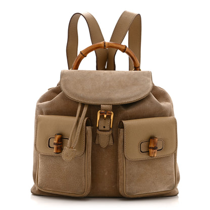 Gucci Suede Bamboo Backpack Beige 1 of 15