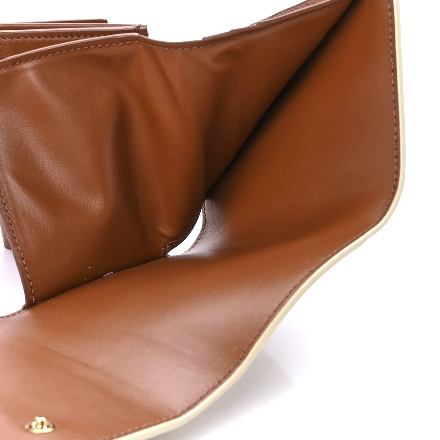 Canvas Triomphe Folded Compact Wallet White Tan