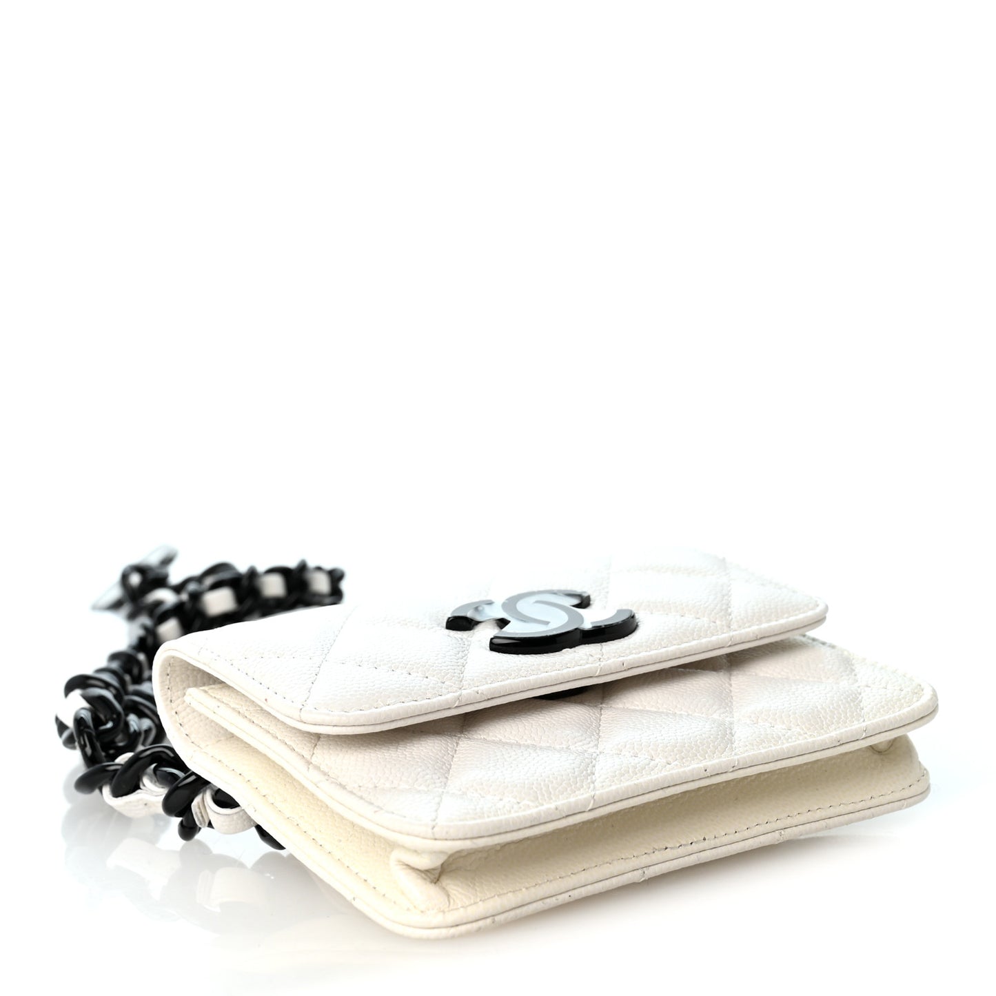 Caviar Quilted My Everything Belt Flap Card Holder White