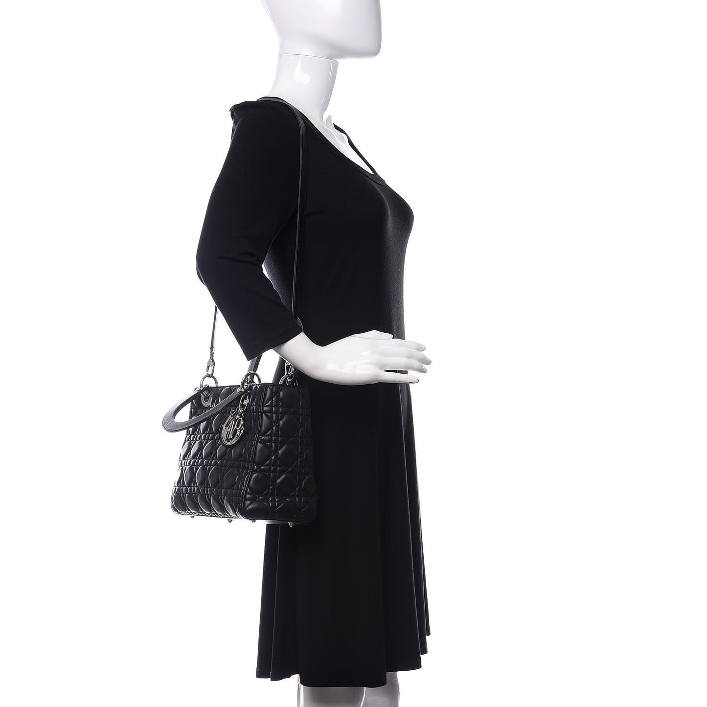 Lambskin Cannage Medium Lady Dior Black
