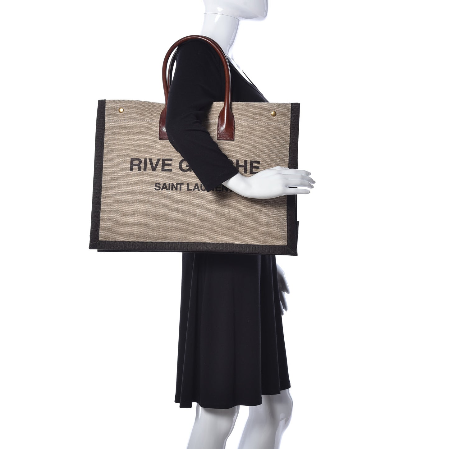 Linen Calfskin Rive Gauche Tote Natural