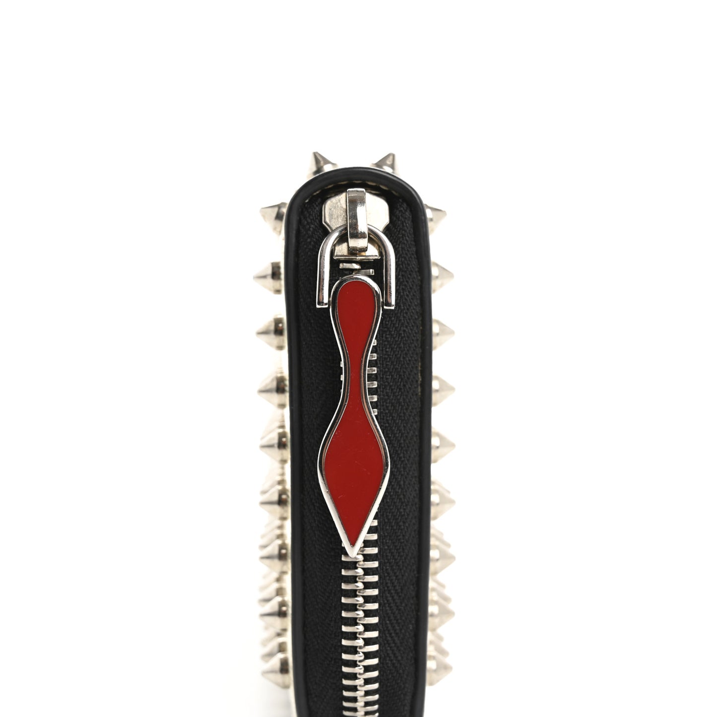 Metallic Specchio Panettone Spiked Zip Around Wallet Silver