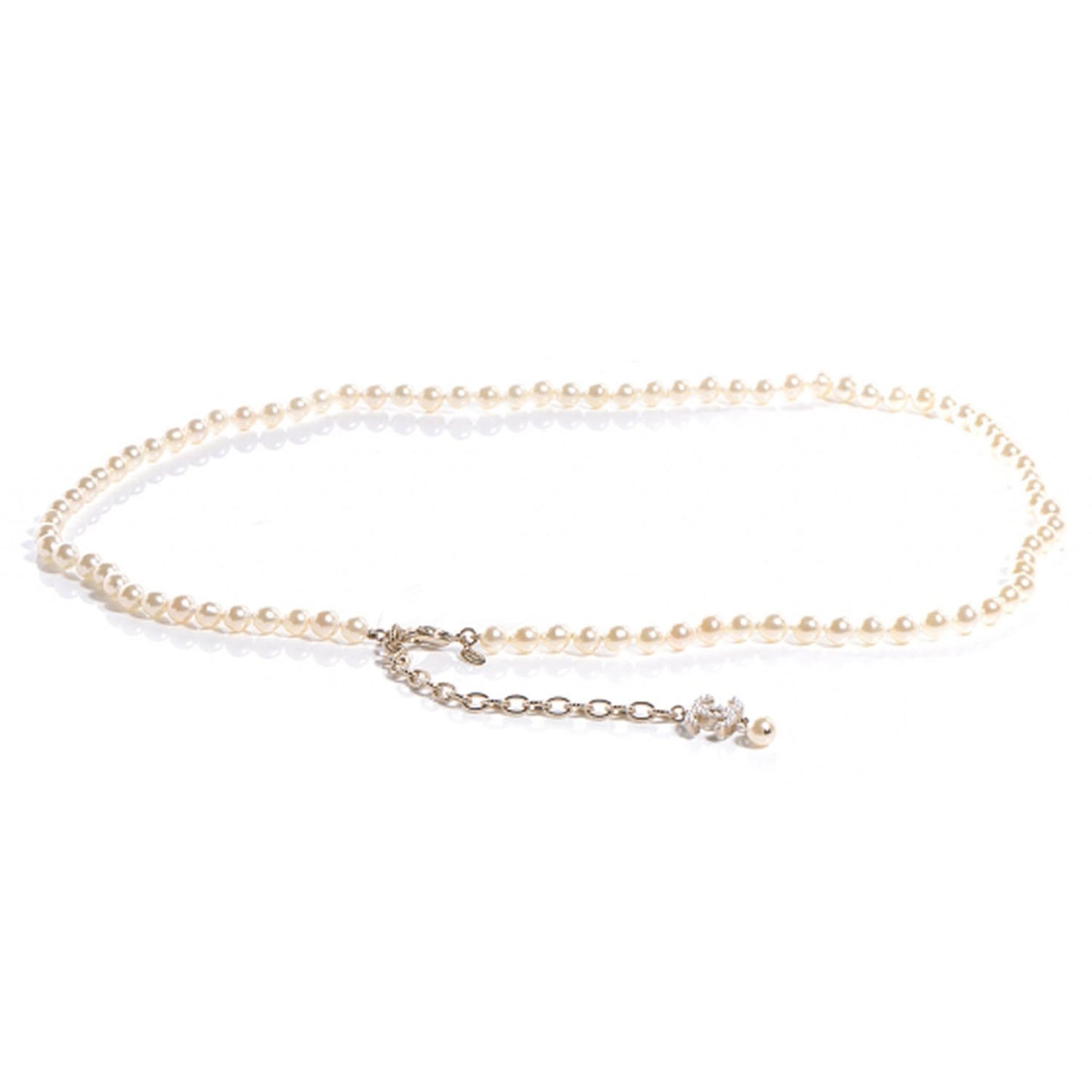 Timeless Classic Faux CC Pearl Chain Belt Gold