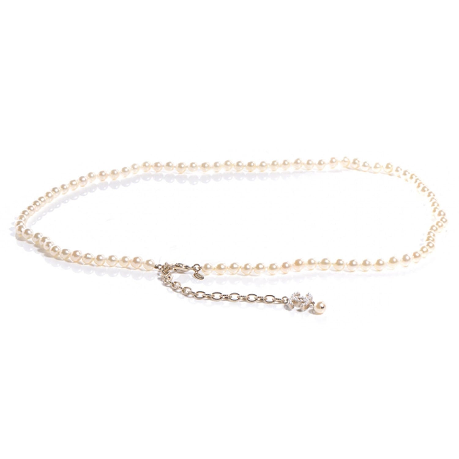 Chanel Timeless Classic Faux CC Pearl Chain Belt Gold 1 of 5