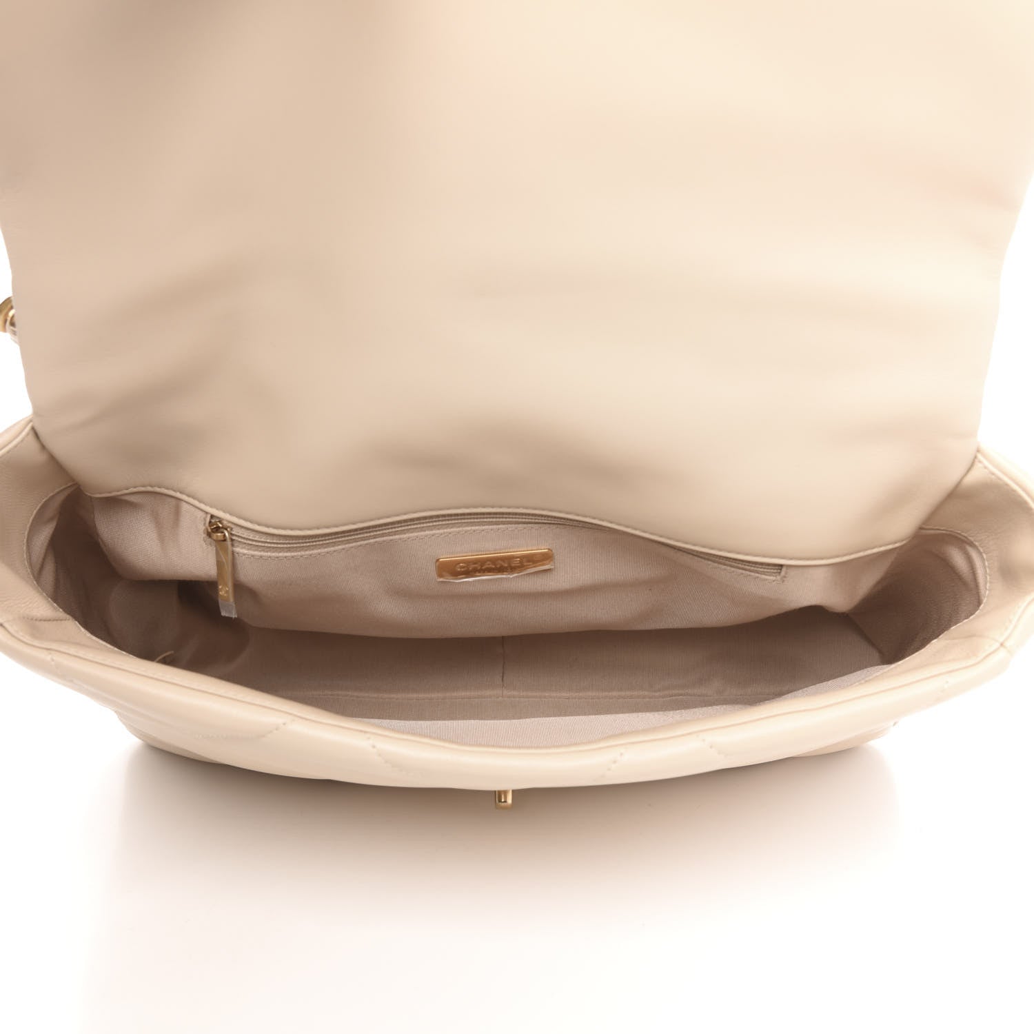 Chanel Lambskin Quilted Maxi Chanel 19 Flap Light Beige 5 of 12
