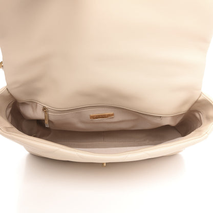 Chanel Lambskin Quilted Maxi Chanel 19 Flap Light Beige 5 of 12
