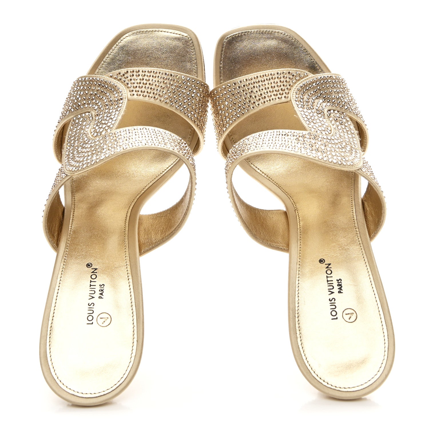 Louis Vuitton Satin Crystal Sparkle Mule 39 Gold 1814029