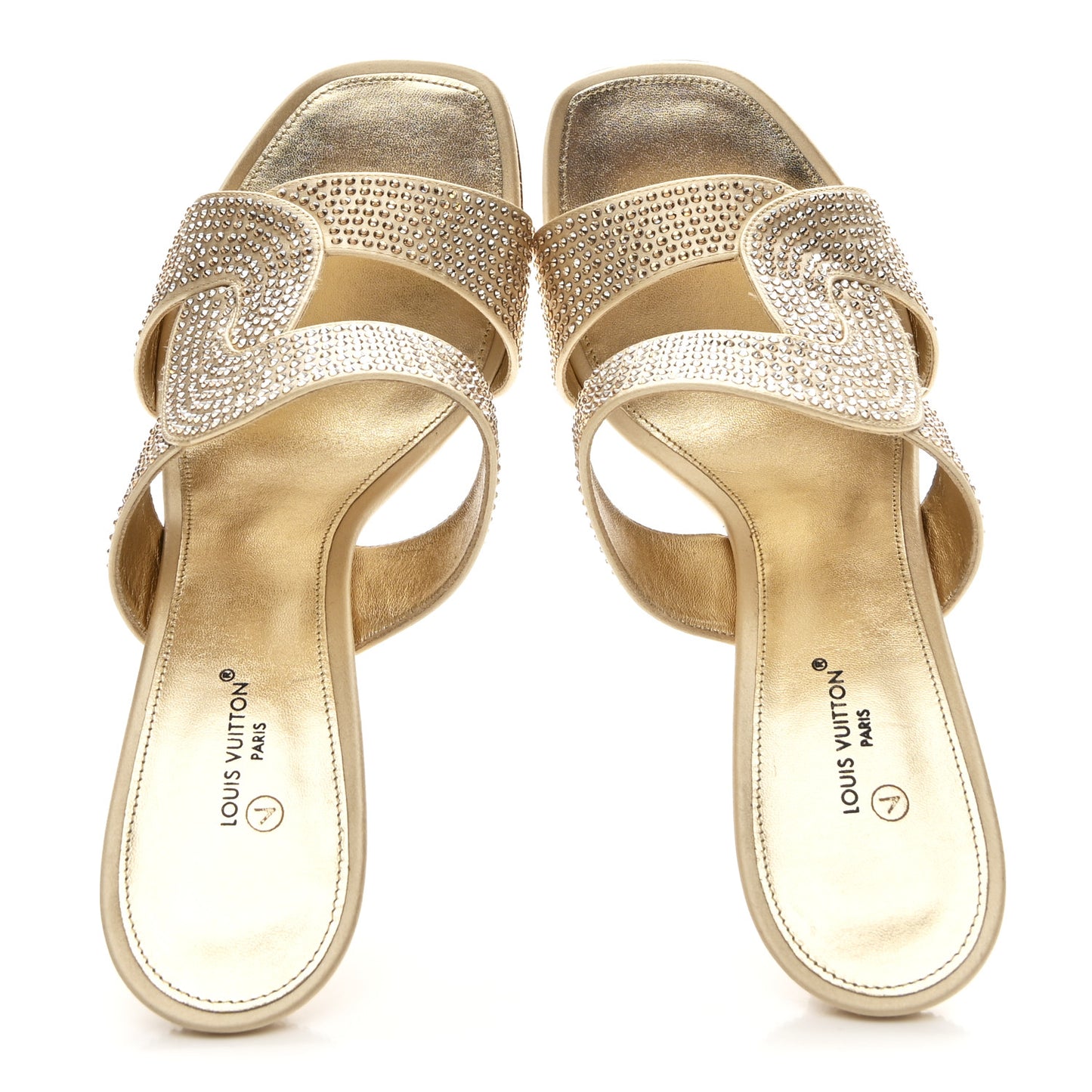Satin Crystal Sparkle Mule 39 Gold