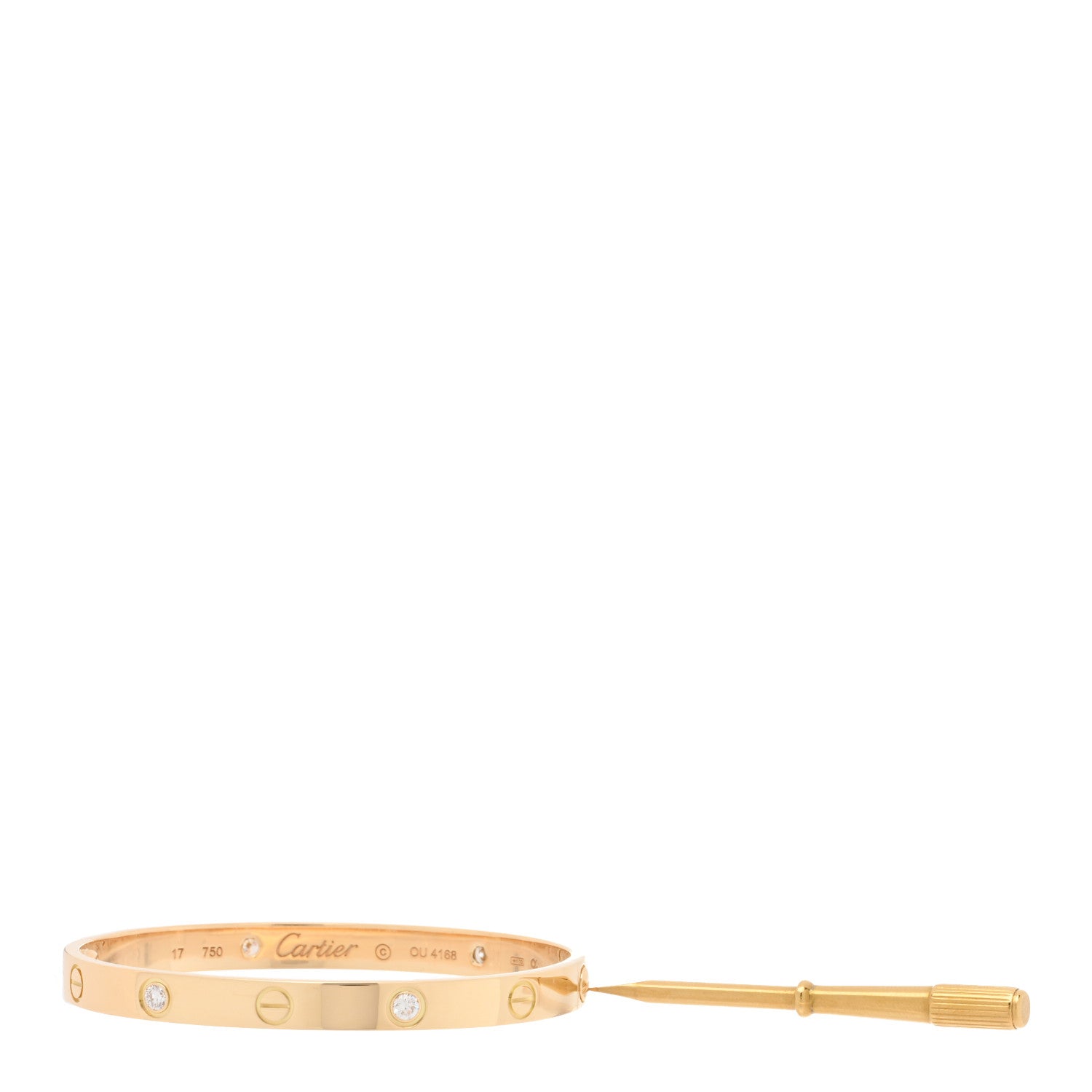 Cartier 18K Yellow Gold 4 Diamond LOVE Bracelet 17 4 of 5
