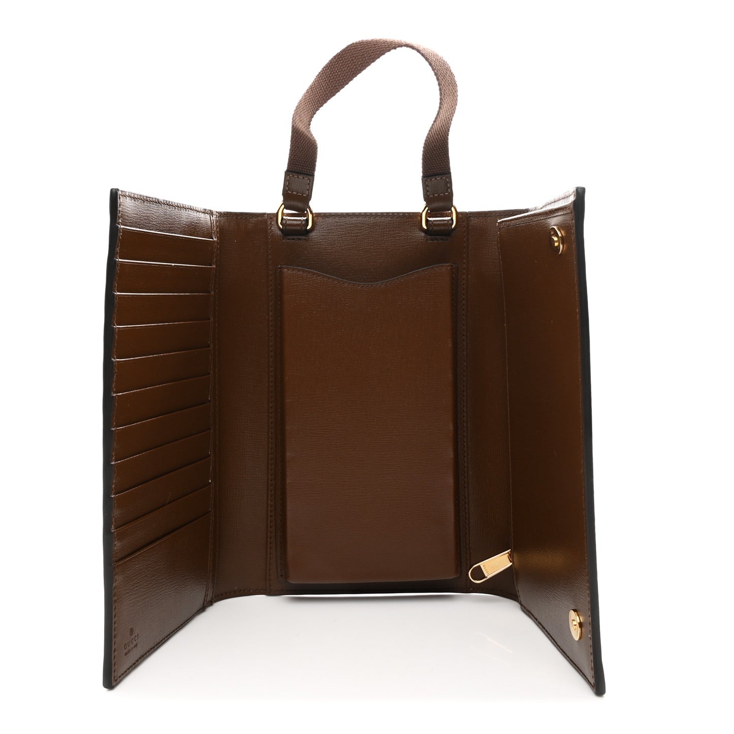 Supreme Monogram Textured Calfskin Retro Interlocking G Medium Wallet On Strap Beige Ebony Brown Sugar