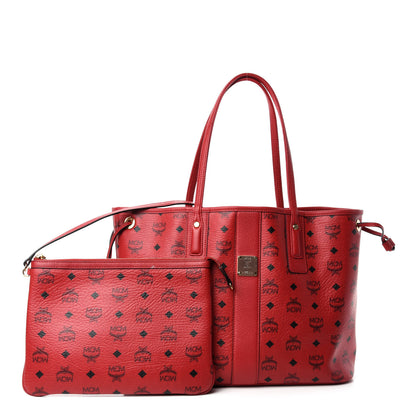 MCM Visetos Medium Liz Reversible Shopper Tote Ruby Red 1 of 16