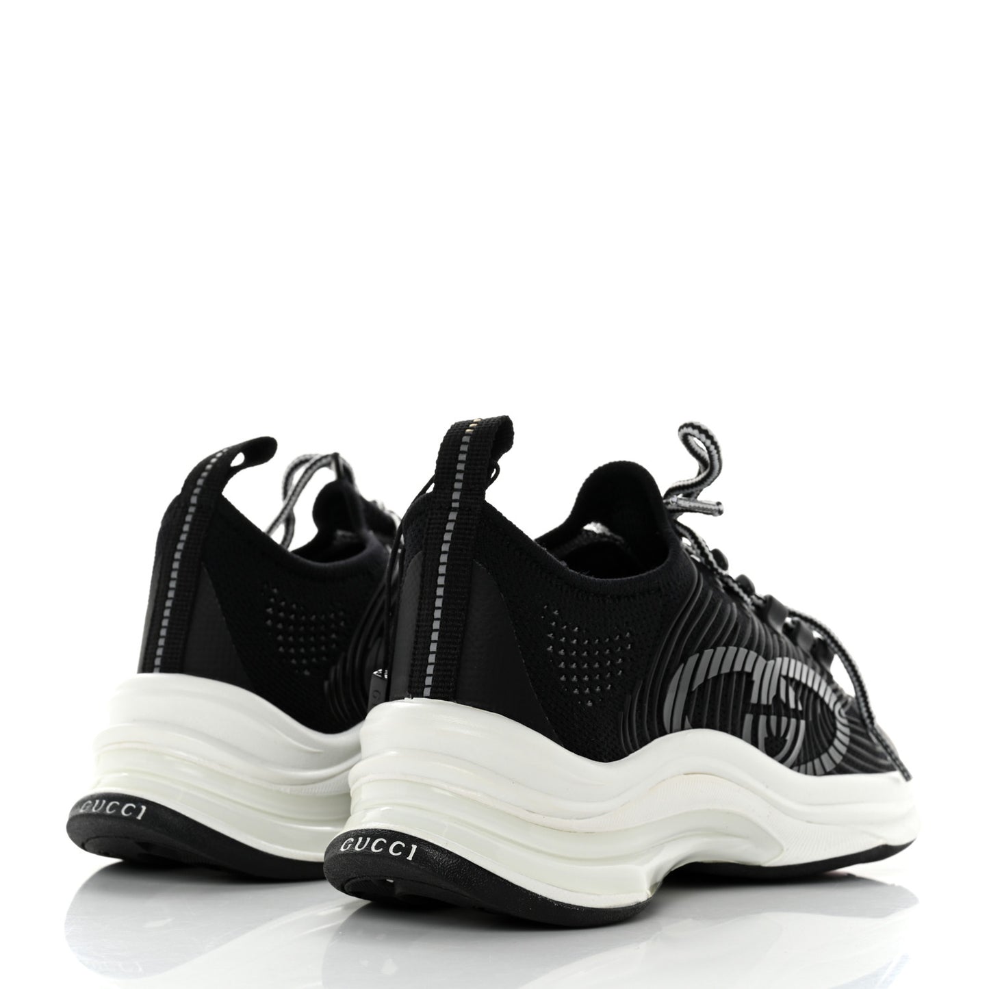 Technical Knit Fabric Waves Womens Gucci Run Sneakers 35 Black Loess