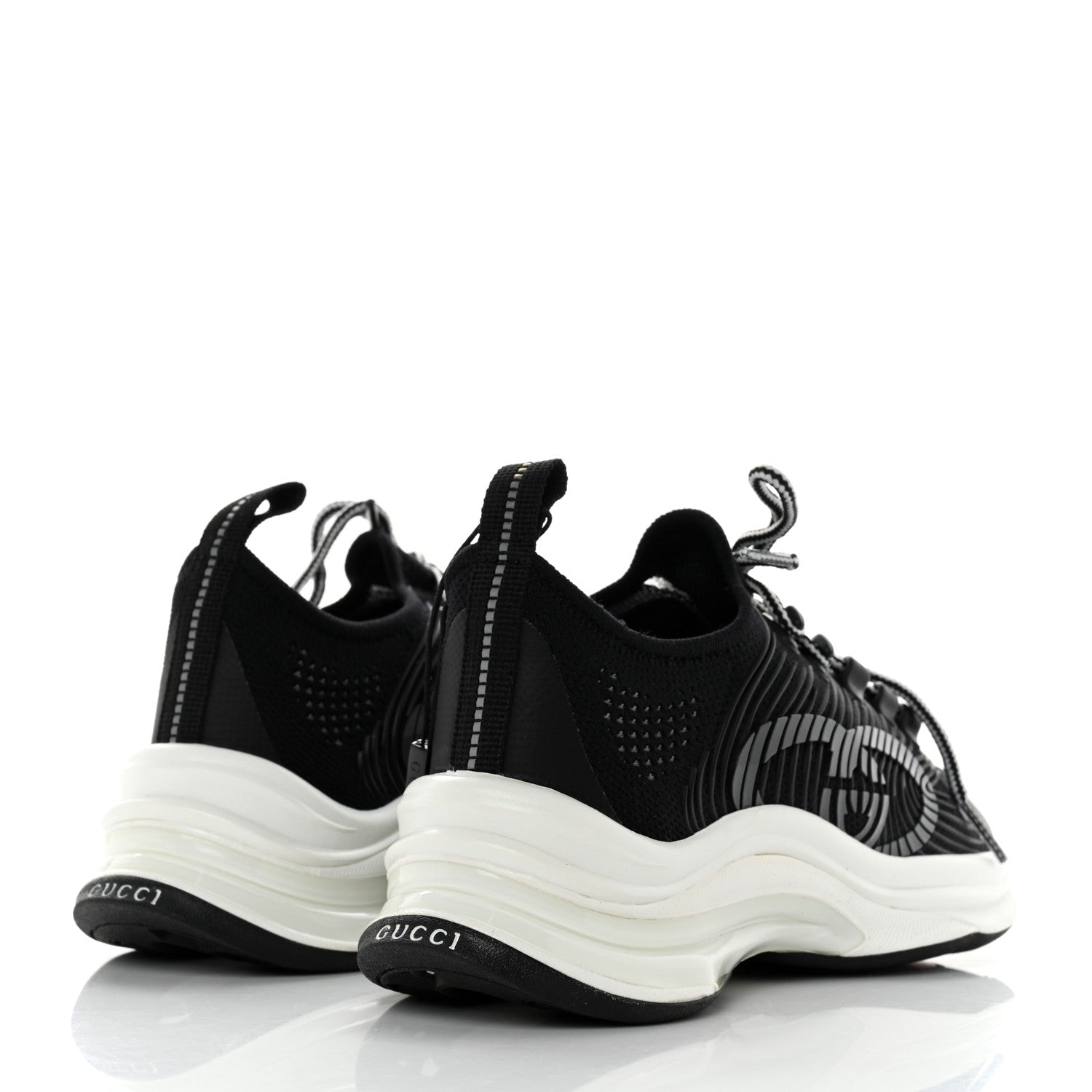 Gucci Technical Knit Fabric Waves Womens Gucci Run Sneakers 35 Black Loess 4 of 7