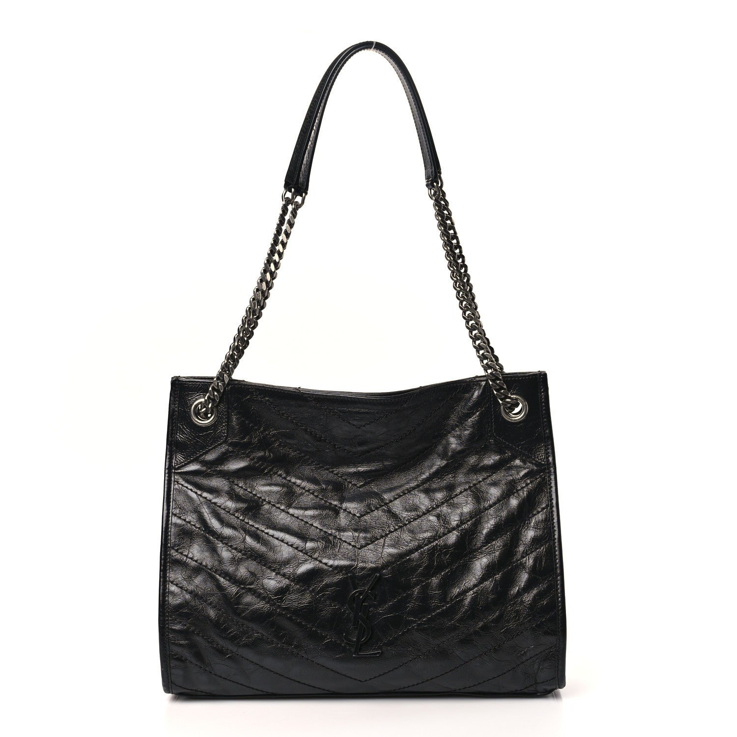 Saint Laurent Crinkled Calfskin Matelasse Monogram Medium Niki Shopper Tote Black 1 of 9