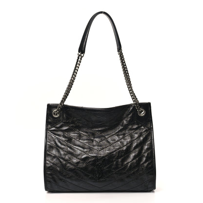 Saint Laurent Crinkled Calfskin Matelasse Monogram Medium Niki Shopper Tote Black 1 of 9