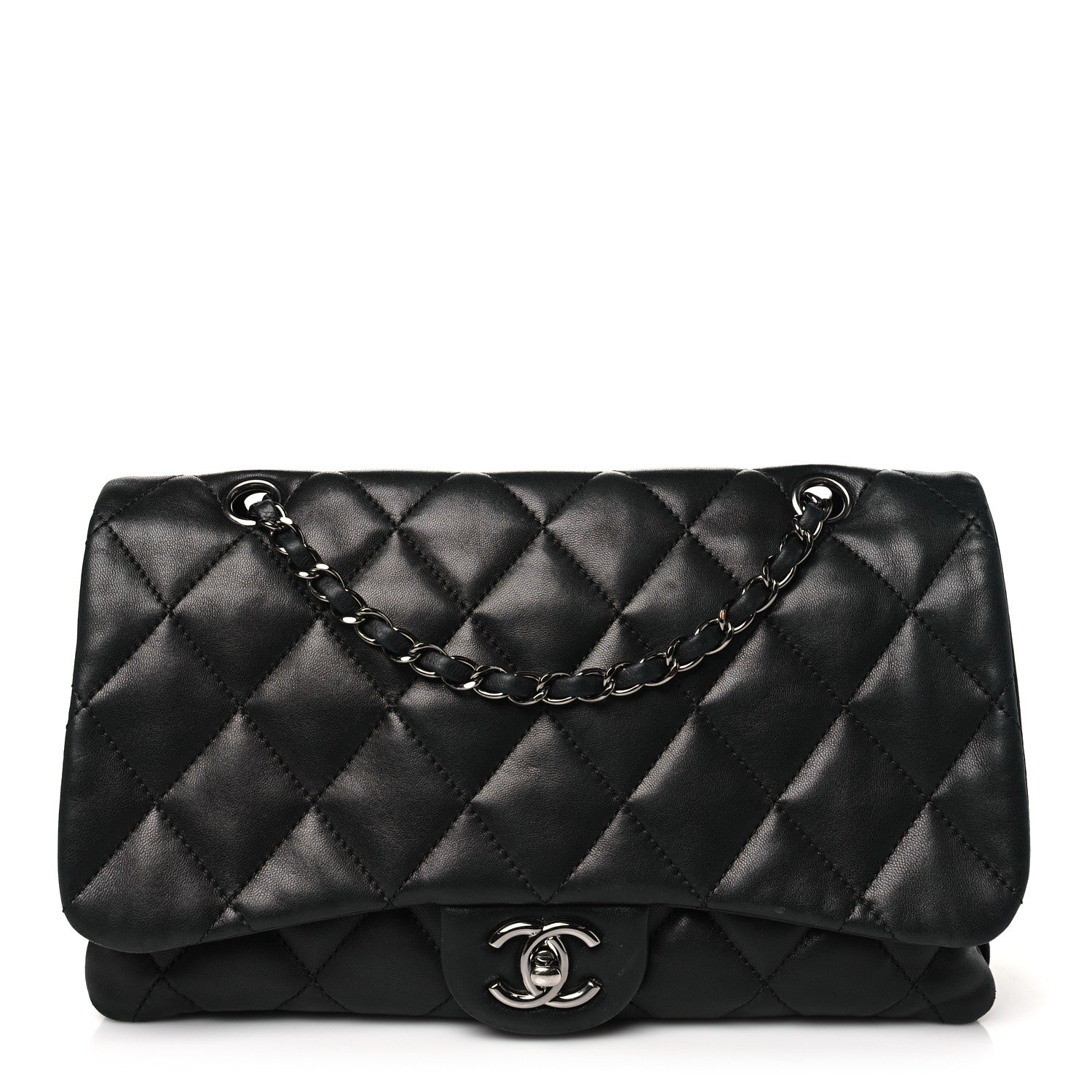 Chanel Lambskin Quilted Jumbo 3 Flap Black 1 of 10