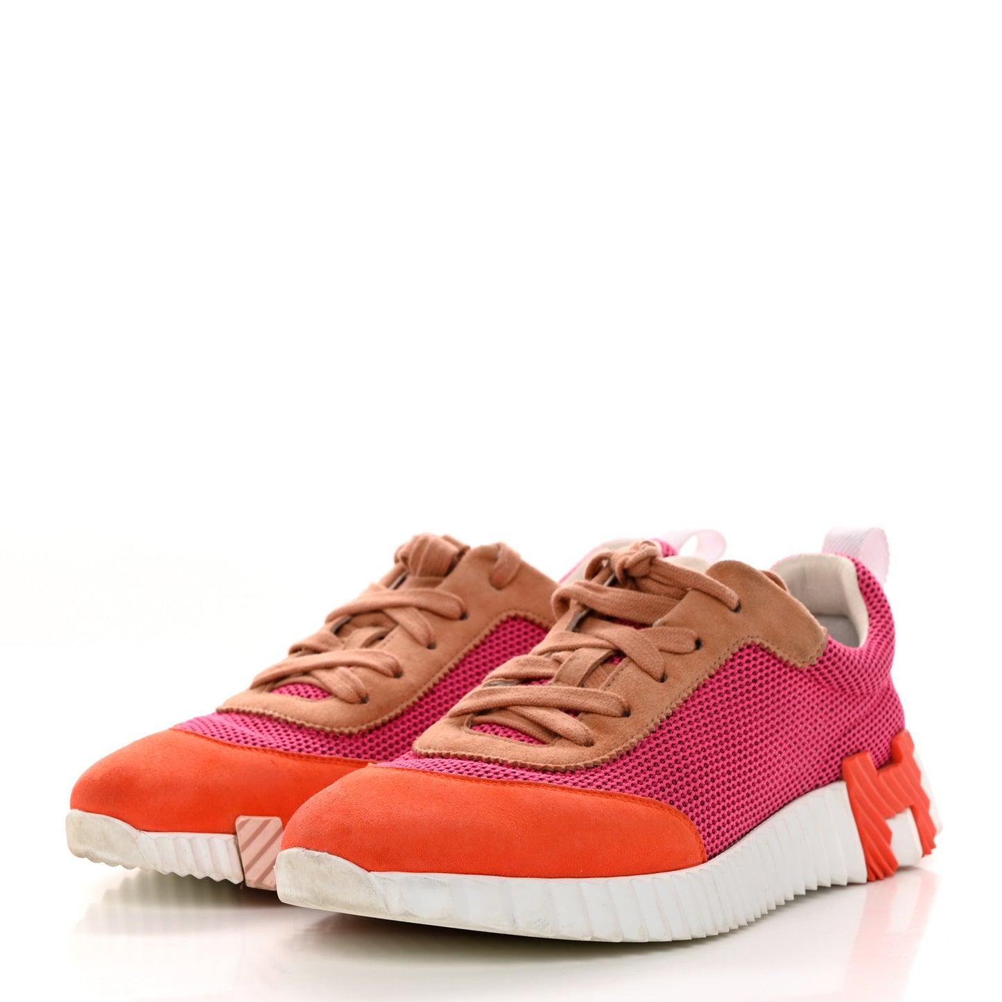 Air Mesh Suede Goatskin Bouncing Sneakers 38 Rose Multicolor