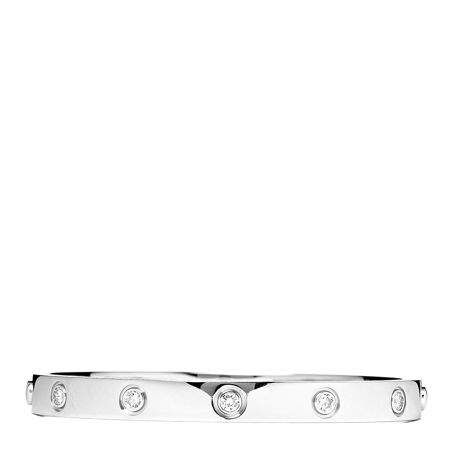 Cartier 18K White Gold 10 Diamond LOVE Bracelet 17 3 of 8